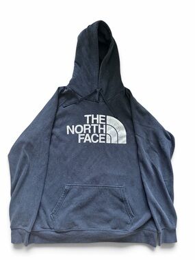 The North Face Navy Blue Hoodie with White Logo - Women's